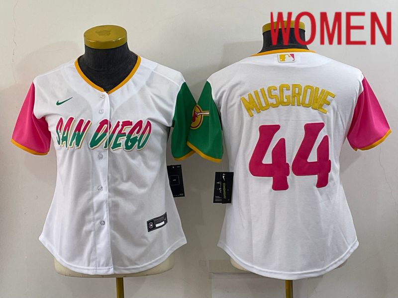 Women San Diego Padres 44 Musgrove White City Edition Nike 2022 MLB Jersey
